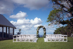Landscape view of Maleny Manor ceremony setup – Sunshine Coast Wedding Photographer