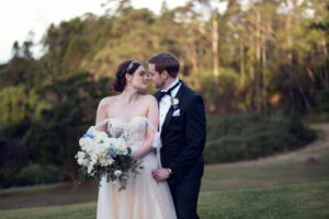 Two couples kissed in the sunset garden – Sunshine Coast Wedding Photographer